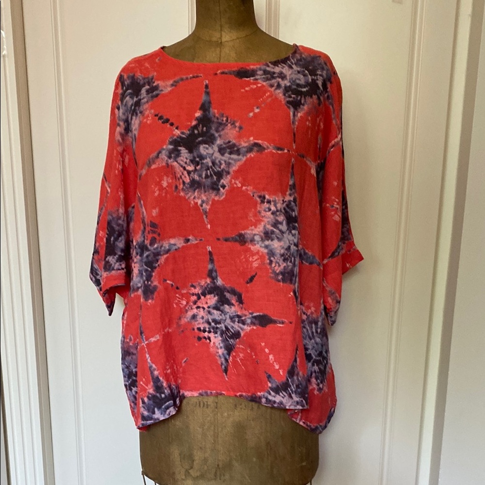 Stylish Tie-Dye Blouse - Red and Purple